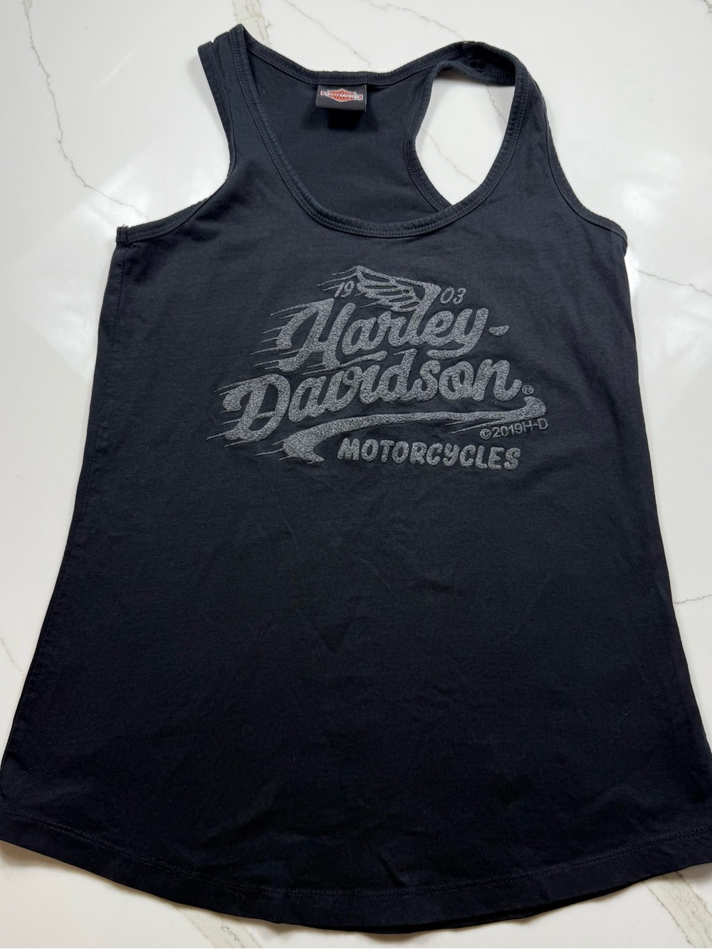 Harley-Davidson Black Racerback Tank with Gray Logo